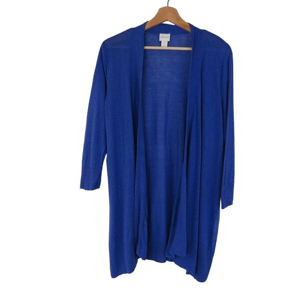 CHICO'S Women's Purple Open-Front Sabrina Layering Cardigan 2 Linen Rayon Blend - Picture 2 of 10